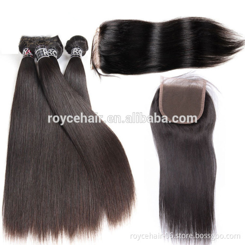 100% Unprocessed virgin hair bundles with lace closure, Indian human hair Xuchang Factory Remy Hair Vendor